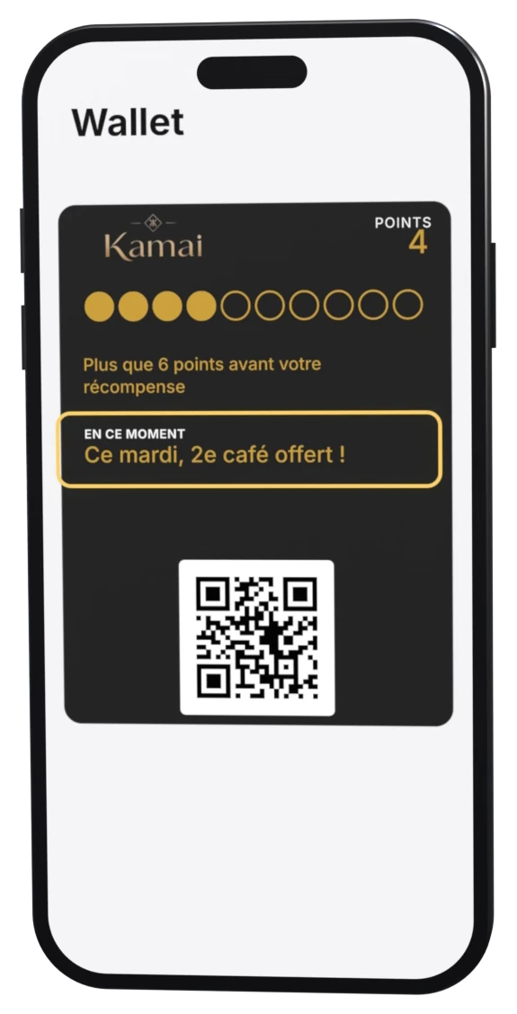 La carte de fidélité Kamai dans le Wallet d'un téléphone